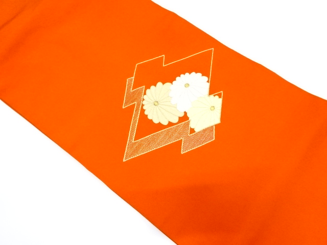 JAPANESE KIMONO / NAGOYA OBI / SILK / EMBROIDERY / SHIOZE / MATSUKAWABISHI & KIKU